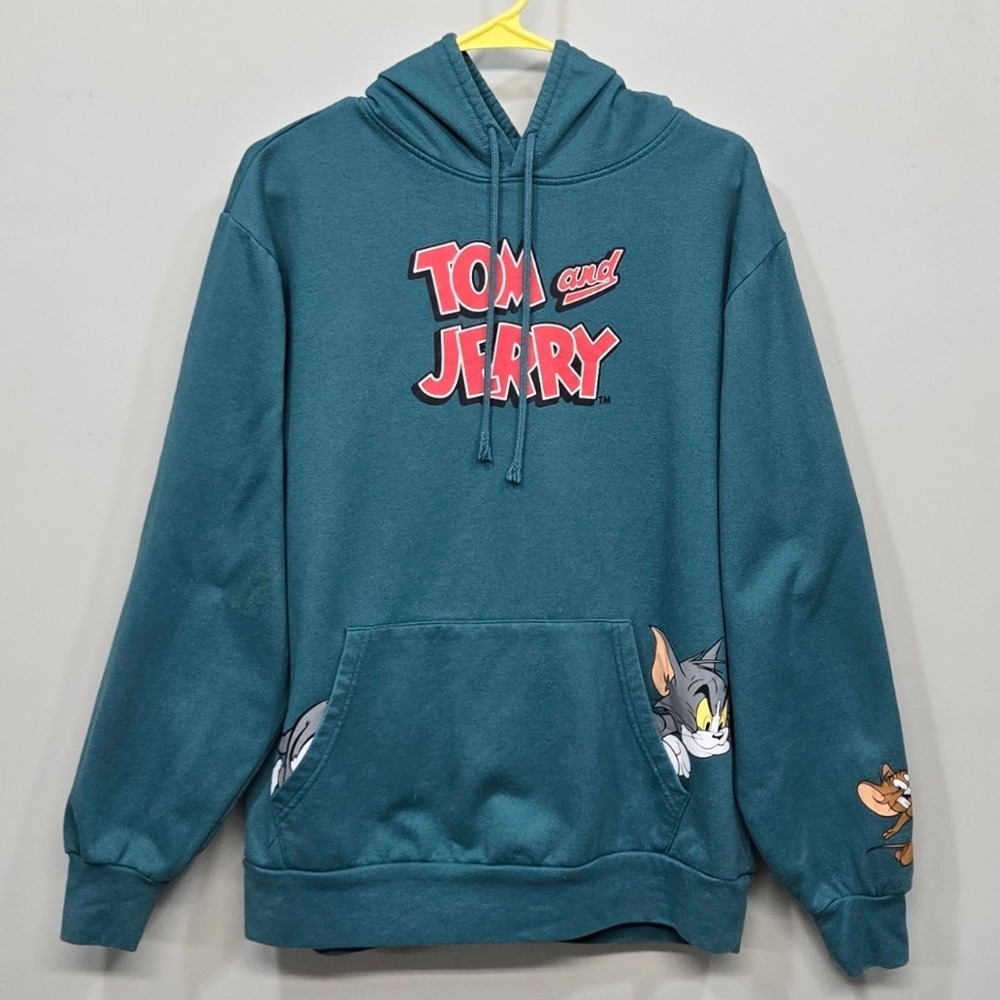 Tom & Jerry Graphic Hoodie Large Retro 90s Cartoon Nostalgia Oversized Boyfriend